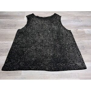 Vintage Glitter Top Vikki Vi XL Sheer Club Dance 90s Party Casual Black Made USA